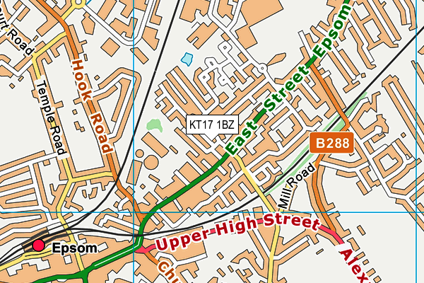 KT17 1BZ map - OS VectorMap District (Ordnance Survey) KT17 1BZ map - OS VectorMap District (Ordnance Survey)