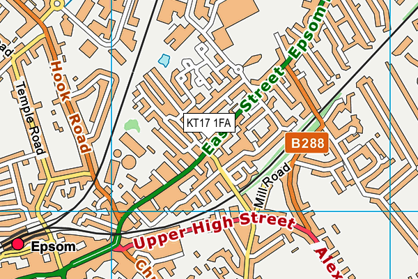 KT17 1FA map - OS VectorMap District (Ordnance Survey)