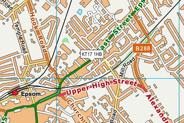 KT17 1HB map - OS VectorMap District (Ordnance Survey)