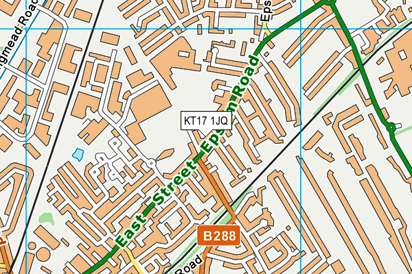 KT17 1JQ map - OS VectorMap District (Ordnance Survey) KT17 1JQ map - OS VectorMap District (Ordnance Survey)