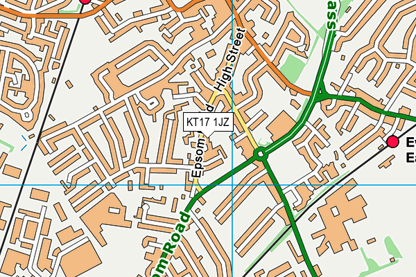 KT17 1JZ map - OS VectorMap District (Ordnance Survey) KT17 1JZ map - OS VectorMap District (Ordnance Survey)