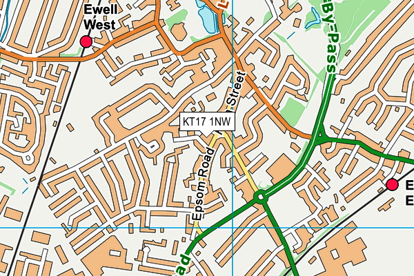 KT17 1NW map - OS VectorMap District (Ordnance Survey) KT17 1NW map - OS VectorMap District (Ordnance Survey)