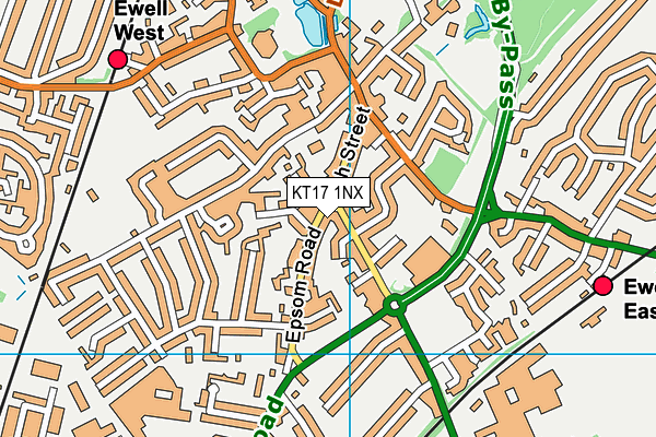 KT17 1NX map - OS VectorMap District (Ordnance Survey) KT17 1NX map - OS VectorMap District (Ordnance Survey)
