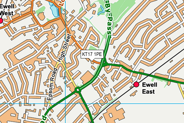 KT17 1PE map - OS VectorMap District (Ordnance Survey) KT17 1PE map - OS VectorMap District (Ordnance Survey)