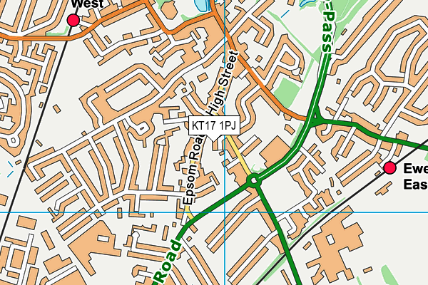 KT17 1PJ map - OS VectorMap District (Ordnance Survey) KT17 1PJ map - OS VectorMap District (Ordnance Survey)