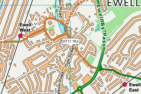 KT17 1RJ map - OS VectorMap District (Ordnance Survey) KT17 1RJ map - OS VectorMap District (Ordnance Survey)