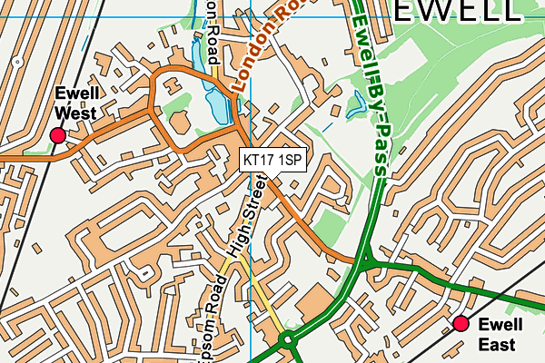 KT17 1SP map - OS VectorMap District (Ordnance Survey)
