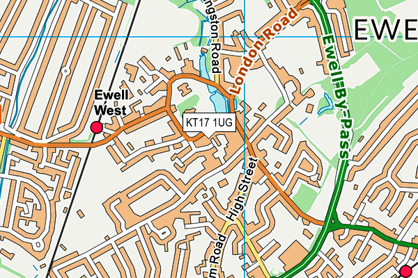 KT17 1UG map - OS VectorMap District (Ordnance Survey)