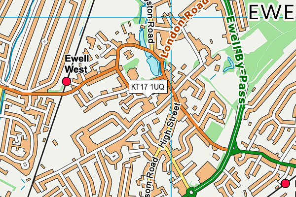 KT17 1UQ map - OS VectorMap District (Ordnance Survey) KT17 1UQ map - OS VectorMap District (Ordnance Survey)
