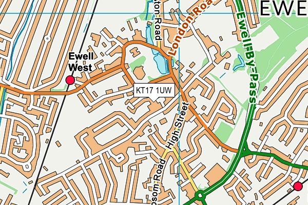 KT17 1UW map - OS VectorMap District (Ordnance Survey) KT17 1UW map - OS VectorMap District (Ordnance Survey)