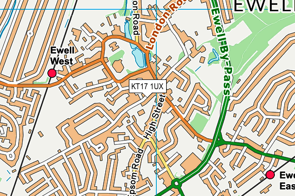 KT17 1UX map - OS VectorMap District (Ordnance Survey)