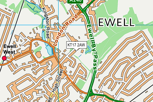 KT17 2AW map - OS VectorMap District (Ordnance Survey)