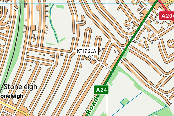 KT17 2LW map - OS VectorMap District (Ordnance Survey) KT17 2LW map - OS VectorMap District (Ordnance Survey)