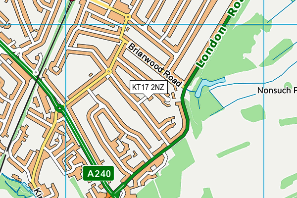 KT17 2NZ map - OS VectorMap District (Ordnance Survey) KT17 2NZ map - OS VectorMap District (Ordnance Survey)