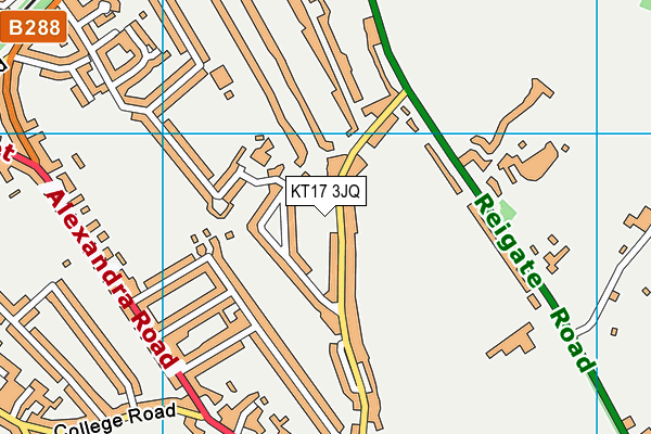KT17 3JQ map - OS VectorMap District (Ordnance Survey) KT17 3JQ map - OS VectorMap District (Ordnance Survey)