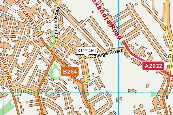 KT17 4HJ map - OS VectorMap District (Ordnance Survey)