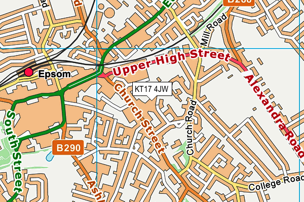 KT17 4JW map - OS VectorMap District (Ordnance Survey) KT17 4JW map - OS VectorMap District (Ordnance Survey)