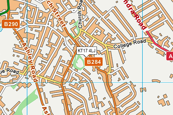 KT17 4LJ map - OS VectorMap District (Ordnance Survey)