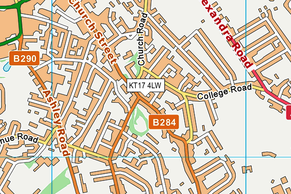 KT17 4LW map - OS VectorMap District (Ordnance Survey) KT17 4LW map - OS VectorMap District (Ordnance Survey)