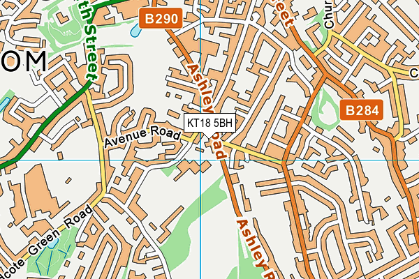 KT18 5BH map - OS VectorMap District (Ordnance Survey) KT18 5BH map - OS VectorMap District (Ordnance Survey)