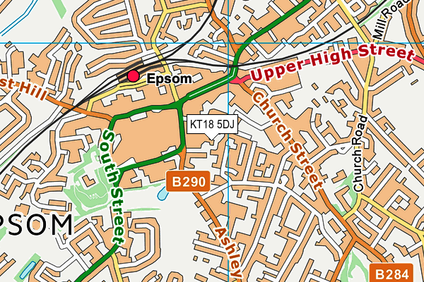 KT18 5DJ map - OS VectorMap District (Ordnance Survey) KT18 5DJ map - OS VectorMap District (Ordnance Survey)