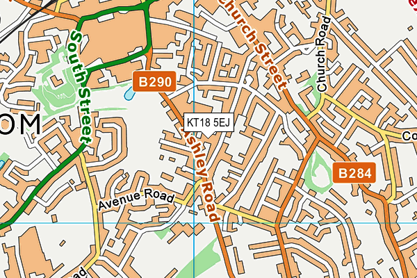 KT18 5EJ map - OS VectorMap District (Ordnance Survey) KT18 5EJ map - OS VectorMap District (Ordnance Survey)