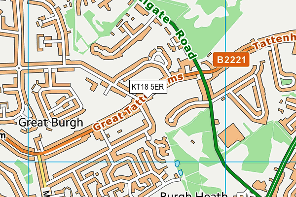KT18 5ER map - OS VectorMap District (Ordnance Survey) KT18 5ER map - OS VectorMap District (Ordnance Survey)