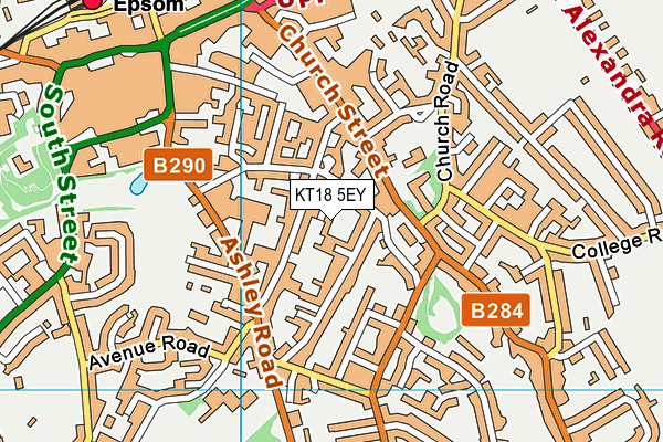 KT18 5EY map - OS VectorMap District (Ordnance Survey) KT18 5EY map - OS VectorMap District (Ordnance Survey)
