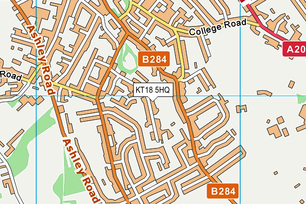 KT18 5HQ map - OS VectorMap District (Ordnance Survey) KT18 5HQ map - OS VectorMap District (Ordnance Survey)