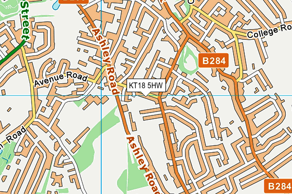KT18 5HW map - OS VectorMap District (Ordnance Survey) KT18 5HW map - OS VectorMap District (Ordnance Survey)
