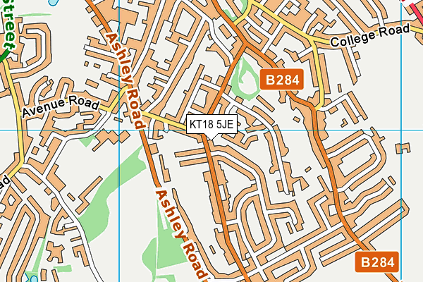 KT18 5JE map - OS VectorMap District (Ordnance Survey) KT18 5JE map - OS VectorMap District (Ordnance Survey)