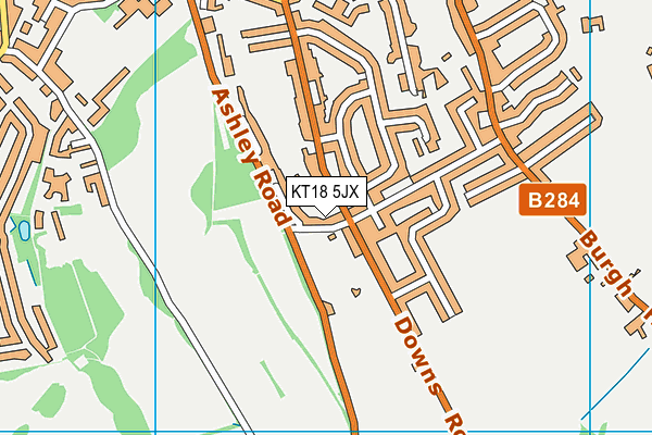 KT18 5JX map - OS VectorMap District (Ordnance Survey) KT18 5JX map - OS VectorMap District (Ordnance Survey)