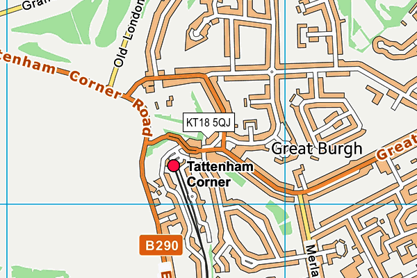 KT18 5QJ map - OS VectorMap District (Ordnance Survey) KT18 5QJ map - OS VectorMap District (Ordnance Survey)
