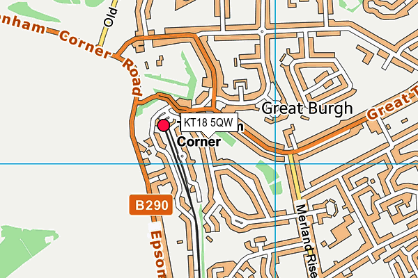 KT18 5QW map - OS VectorMap District (Ordnance Survey) KT18 5QW map - OS VectorMap District (Ordnance Survey)