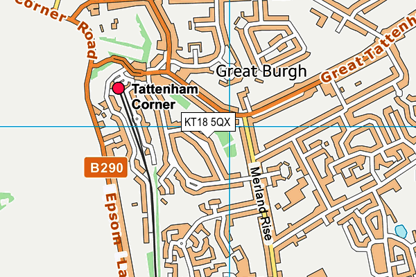 KT18 5QX map - OS VectorMap District (Ordnance Survey)