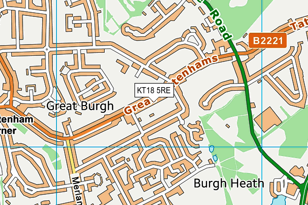 KT18 5RE map - OS VectorMap District (Ordnance Survey) KT18 5RE map - OS VectorMap District (Ordnance Survey)