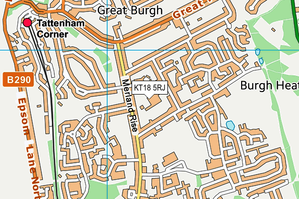 KT18 5RJ map - OS VectorMap District (Ordnance Survey) KT18 5RJ map - OS VectorMap District (Ordnance Survey)