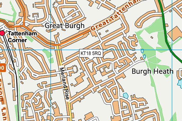 KT18 5RQ map - OS VectorMap District (Ordnance Survey) KT18 5RQ map - OS VectorMap District (Ordnance Survey)