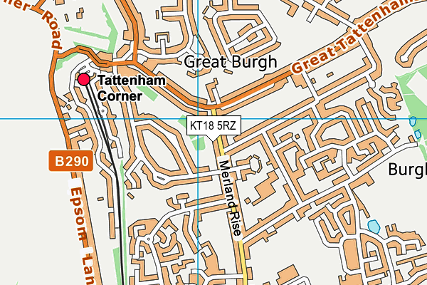 KT18 5RZ map - OS VectorMap District (Ordnance Survey) KT18 5RZ map - OS VectorMap District (Ordnance Survey)