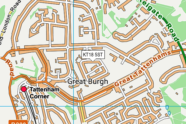 KT18 5ST map - OS VectorMap District (Ordnance Survey) KT18 5ST map - OS VectorMap District (Ordnance Survey)
