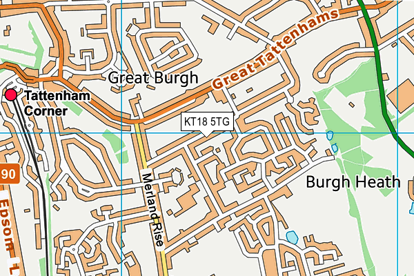KT18 5TG map - OS VectorMap District (Ordnance Survey) KT18 5TG map - OS VectorMap District (Ordnance Survey)
