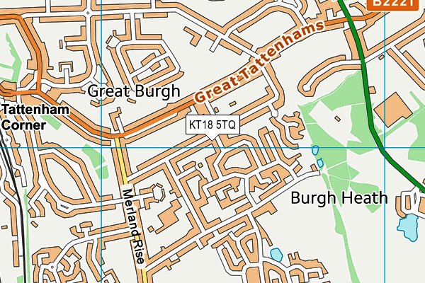 KT18 5TQ map - OS VectorMap District (Ordnance Survey) KT18 5TQ map - OS VectorMap District (Ordnance Survey)