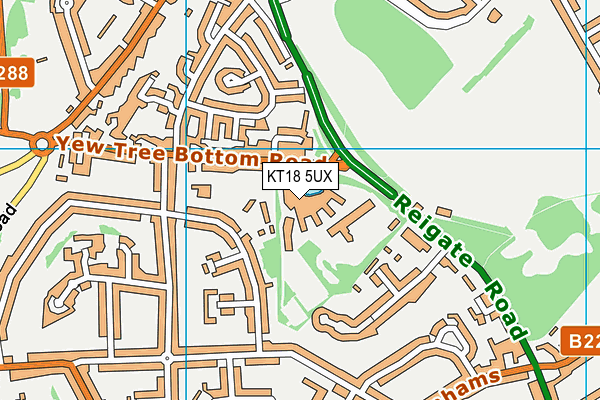 KT18 5UX map - OS VectorMap District (Ordnance Survey)
