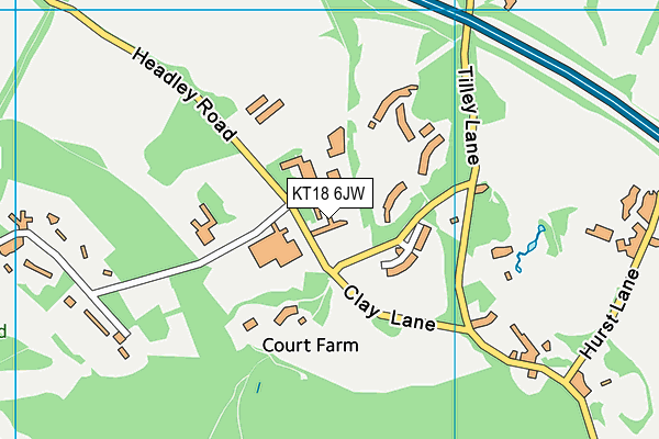 KT18 6JW map - OS VectorMap District (Ordnance Survey) KT18 6JW map - OS VectorMap District (Ordnance Survey)