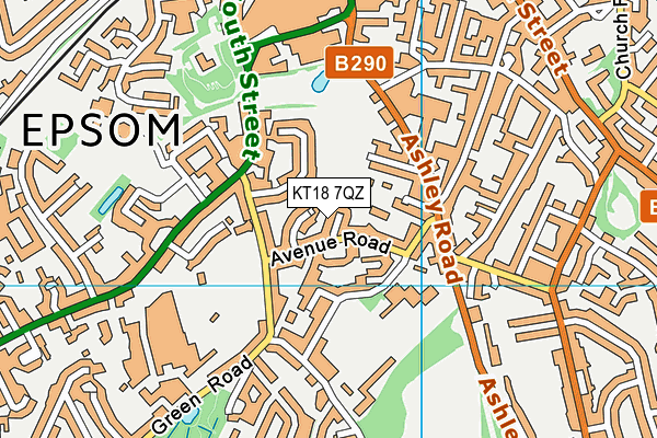 KT18 7QZ map - OS VectorMap District (Ordnance Survey) KT18 7QZ map - OS VectorMap District (Ordnance Survey)