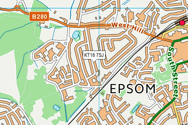 KT18 7SJ map - OS VectorMap District (Ordnance Survey) KT18 7SJ map - OS VectorMap District (Ordnance Survey)