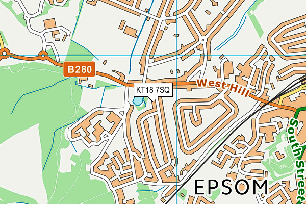 KT18 7SQ map - OS VectorMap District (Ordnance Survey) KT18 7SQ map - OS VectorMap District (Ordnance Survey)