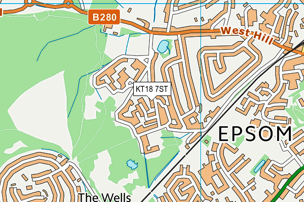KT18 7ST map - OS VectorMap District (Ordnance Survey) KT18 7ST map - OS VectorMap District (Ordnance Survey)