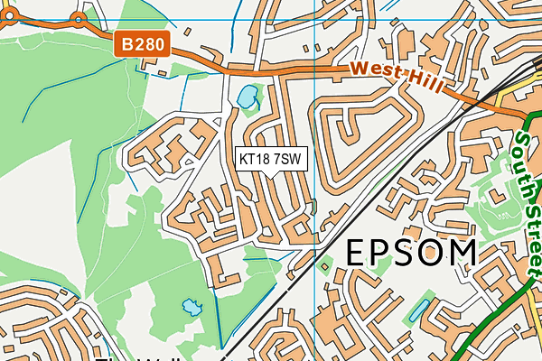 KT18 7SW map - OS VectorMap District (Ordnance Survey) KT18 7SW map - OS VectorMap District (Ordnance Survey)