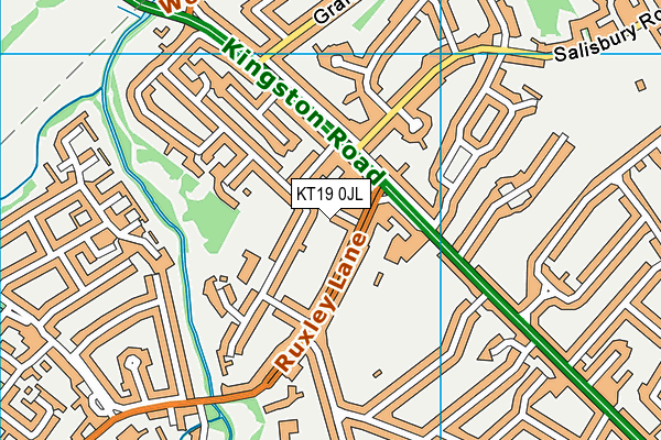 KT19 0JL map - OS VectorMap District (Ordnance Survey) KT19 0JL map - OS VectorMap District (Ordnance Survey)